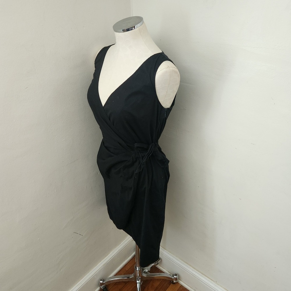 Ann Taylor LOFT Womens Black Sleeveless V-Neck Side‎ Tie Wrap Dress Size 4 - Picture 5 of 5